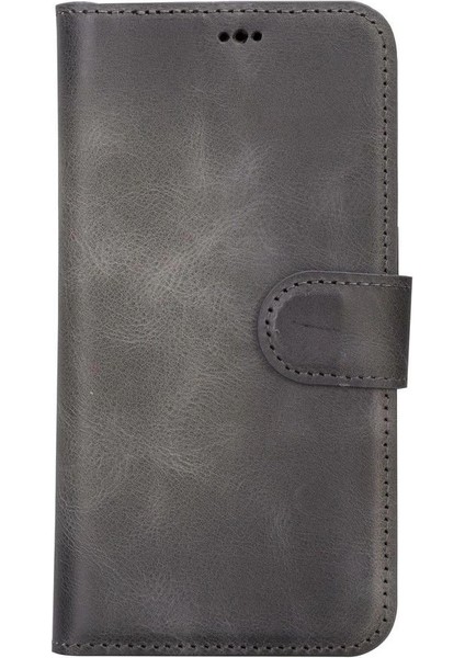 Apple iPhone 15 Pro Uyumlu Deri Cüzdanlı Kılıf Mwwn VS4EF Gri fırsatları