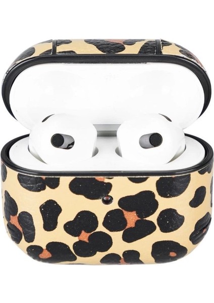 Apple Airpods 3.nesil Uyumlu Deri Kılıf Juni Leo-Ne Leopar indirimleri