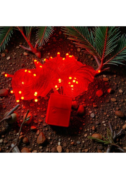 10M 100 LED Damla Uçlu Kırmızı Işık Şeffaf Kablo Mz-17-5