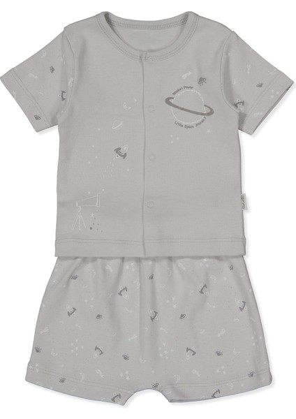 Interlok Şortlu Pijama Takımı 2li (Dream Bıg) Gri