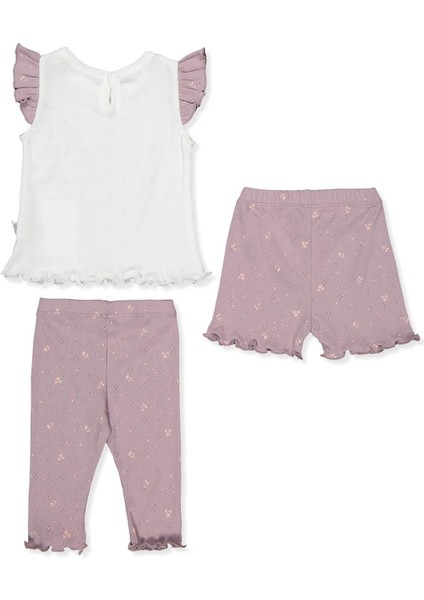 Ajurlu Patiksiz Pijama Takımı 3lü (Nature) Mor modelleri