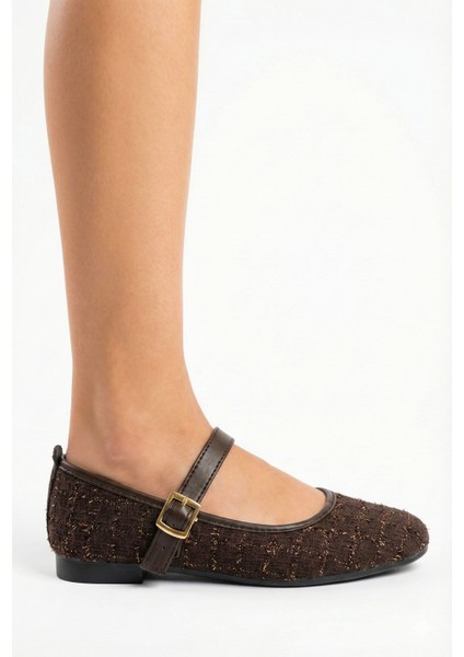 Tüvit Kumaş Mary Jane Babet Şık Tokalı Ortopedik Taban Günlük Ayakkabı fırsatları