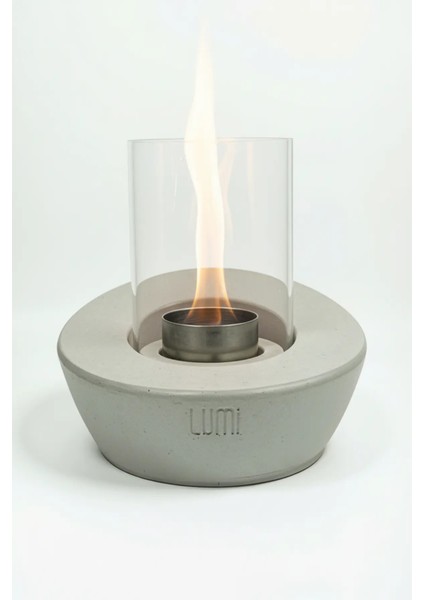 Lumi Solaris No:2– Masaüstü Bacasız Beton Şömine (Camlı) + 1 L Bioethanol Hediye fırsatları
