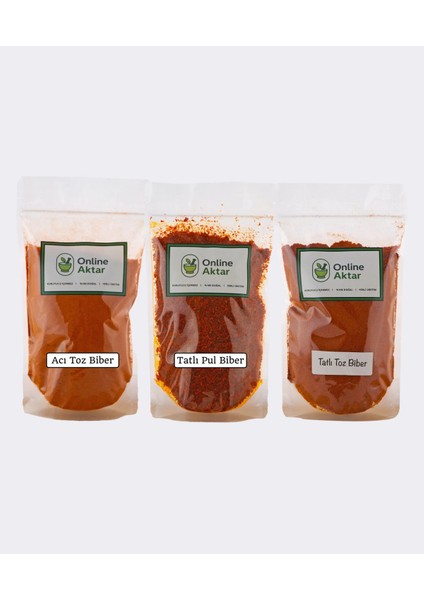 Acı Toz Biber 50G + Tatlı Toz Biber 50G + Tatlı Pul Biber 50G