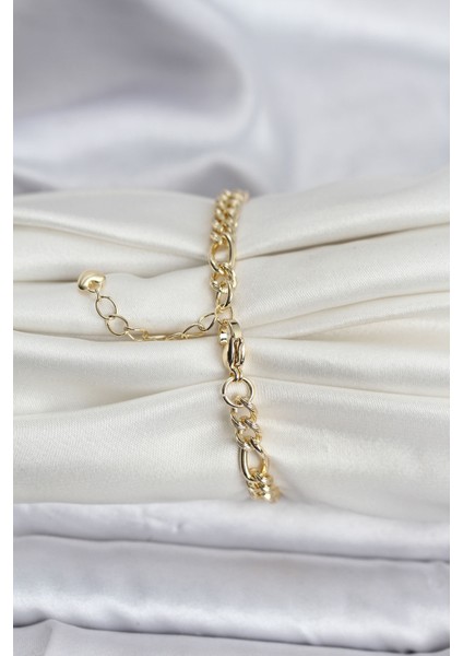 14K Gold Renk Kaplama Lazerli Zincir Model cm Kadın Bileklik fiyatları