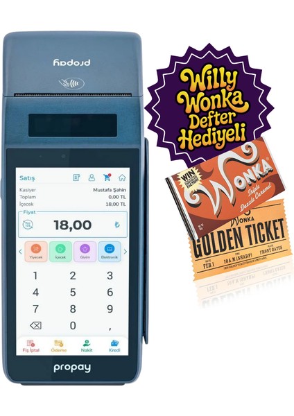 P1000 Ecr Android Yazar Kasa Pos / Willy Wonka Defter Hediye