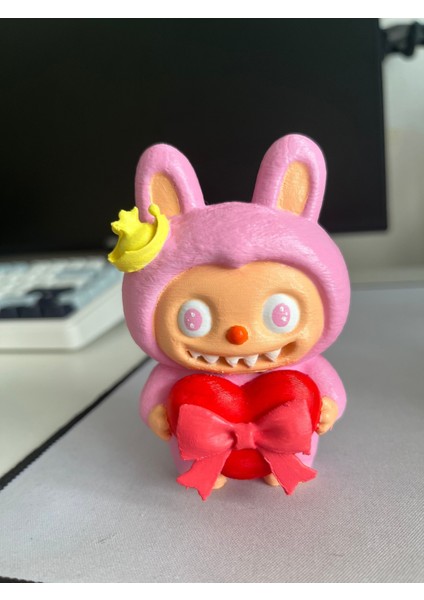 Labubu 3D Oyuncak Figür Pembe Labubu Oyuncak 10 cm