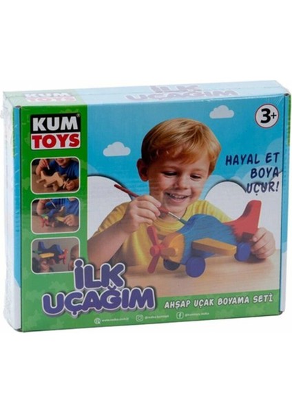 KM5869 Kumtoys Ilk Uçağım Ahşap Boyama Seti