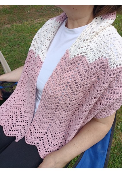 Kadın Mavi Renk Geçişli Atkı Şal Boyunluk