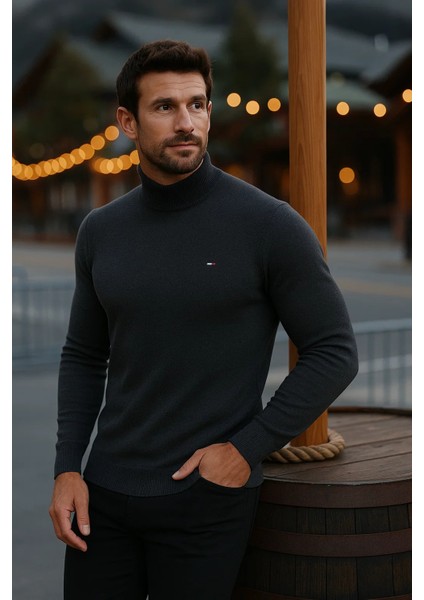 Erkek Basic Kışlık Yarım Boğazlı Uzun Füme Kazak fiyatları