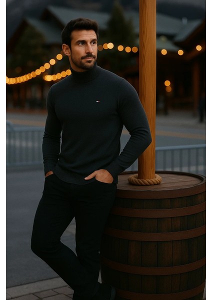 Erkek Basic Kışlık Yarım Boğazlı Uzun Füme Kazak fırsatları