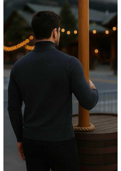 Erkek Basic Kışlık Yarım Boğazlı Uzun Füme Kazak indirimleri