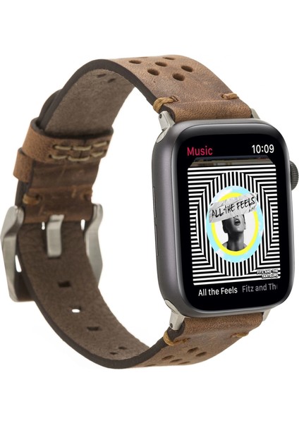 Apple Watch Uyumlu Deri Kordon Vigo 42-44-45MM G2 Kahve