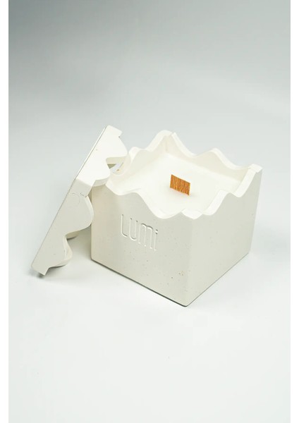 Lumi Pure – %100 Soya Wax Vegan Beton Mum (Beyaz Zigzag) fiyatları