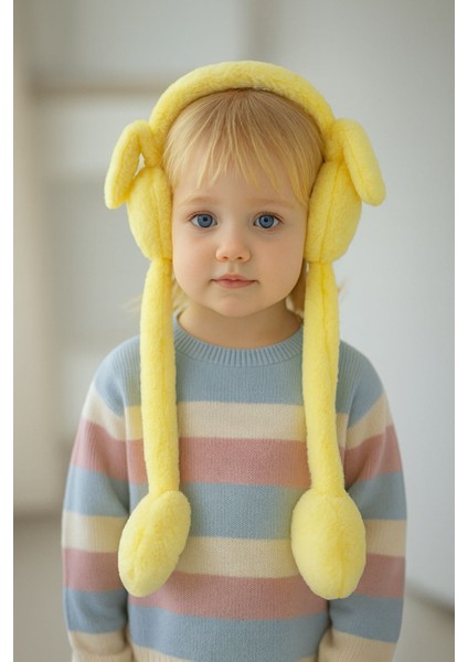 5–12 Yaş Çocuk Peluş Tavşan Kulaklık – Hareket Eden Sesli Tavşan Kulakları | Kışlık Sıcak Tutucu Oyuncaklı Kulaklık