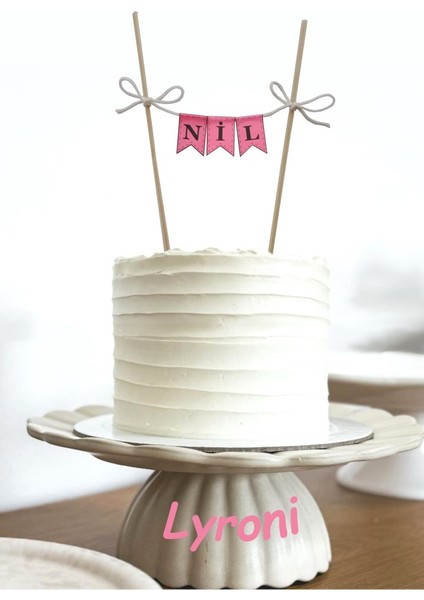 Kişiye Özel Ismi Yazılı Doğum Günü Pembe Tonu Pasta Bayrağı