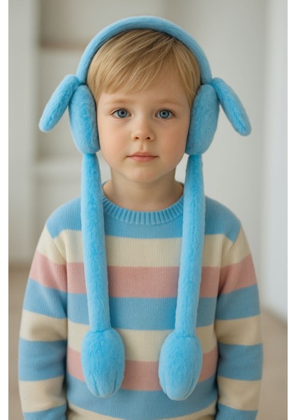 5–12 Yaş Çocuk Peluş Tavşan Kulaklık – Hareket Eden Sesli Tavşan Kulakları | Kışlık Sıcak Tutucu Oyuncaklı Kulaklık