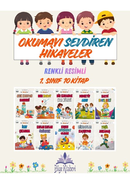 1. Sınıf Okumayı Sevdiren Renkli Resimli Hikayeler 22- 10 Kitap