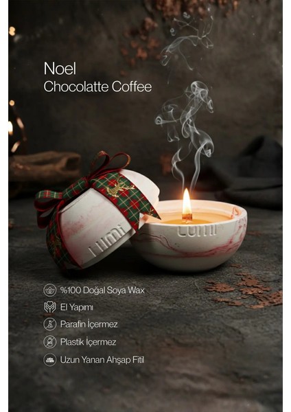 Lumi Noel – %100 Soya Wax Vegan Beton Mum (Kırmızı & Yeşil Küre – Kurdeleli)