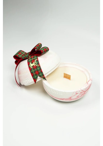 Lumi Noel – %100 Soya Wax Vegan Beton Mum (Kırmızı & Yeşil Küre – Kurdeleli) fiyatları