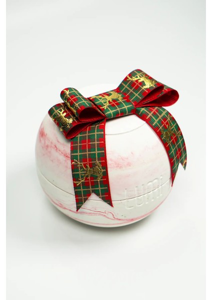 Lumi Noel – %100 Soya Wax Vegan Beton Mum (Kırmızı & Yeşil Küre – Kurdeleli) fırsatları