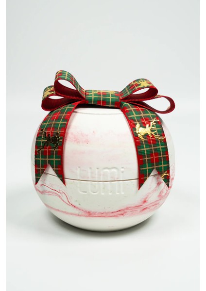 Lumi Noel – %100 Soya Wax Vegan Beton Mum (Kırmızı & Yeşil Küre – Kurdeleli) indirimleri