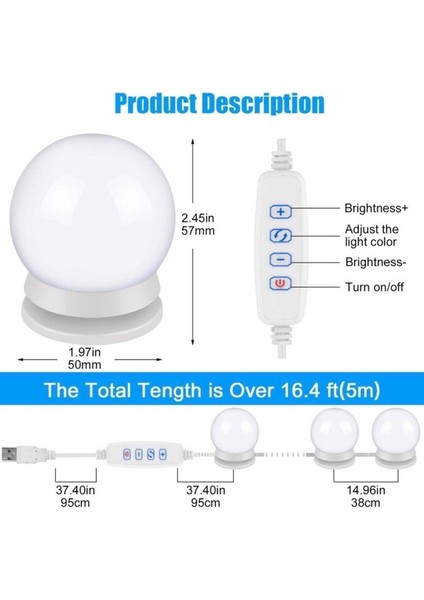 10'lu Renkli LED Makyaj Lambası Seti, Aydınlatma ve Dekorasyon Için Uygun indirimleri