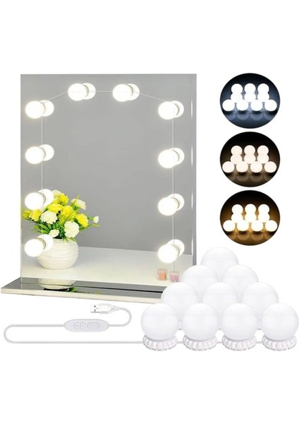 10'lu Renkli LED Makyaj Lambası Seti, Aydınlatma ve Dekorasyon Için Uygun