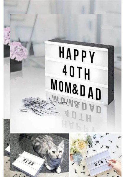 A5 LED Message Light Box 96 Karakter Dekoratif LED Işıklı Mesaj Panosu, Sinematik Mesaj Panosu, Masa