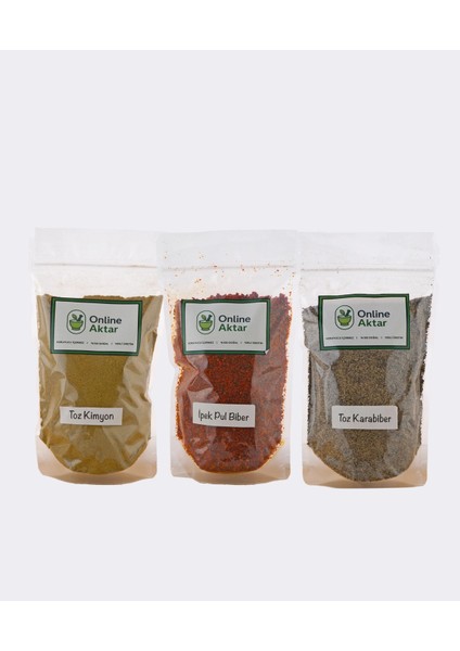 Ipek Pul Biber 150G + Karabiber Toz 150G + Kimyon Toz 150G