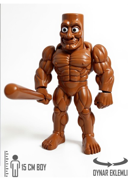Kaslı Eklemleri Hareketli Tung Tung Tung Sahur Brainrot 15 cm Karakter Figür Oyuncak