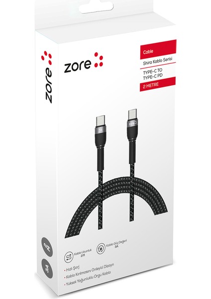 Siyah Shira Serisi Type-C To Type-C Pd Kablo 2 Metre fiyatları