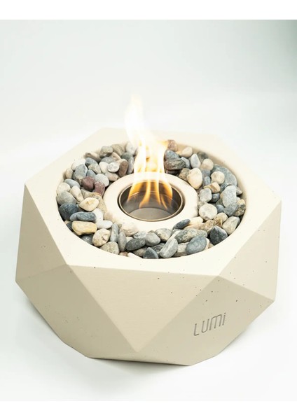 Lumi Ignis – Masaüstü Bacasız Beton Şömine + 1 L Bioethanol Hediye