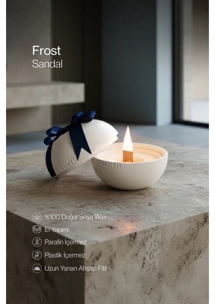 Lumi Frost – %100 Soya Wax Vegan Beton Mum (Beyaz Küre)