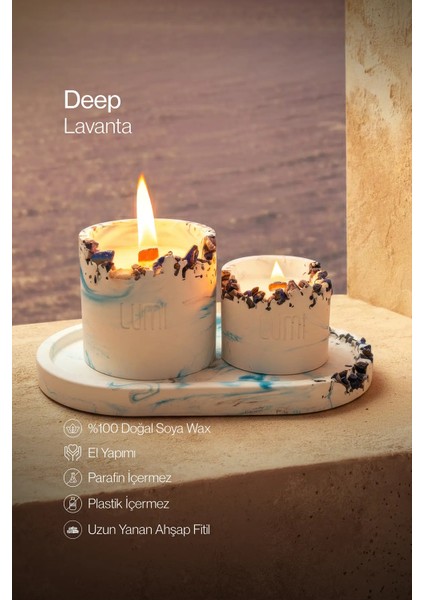 Lumi Deep – %100 Soya Wax Vegan Beton Mum (Lapis & Lazuli)