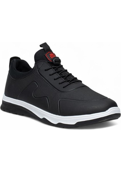 Siyaha Kırmızı Detay Lastik Bağcık Yürüyüş ve Koşu Erkek Spor Ayakkabı