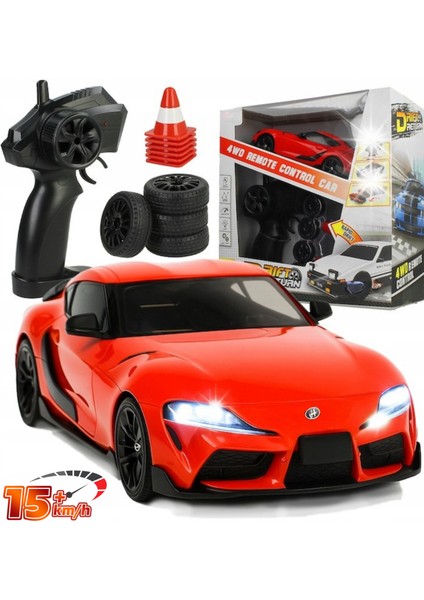 Oyuncak 1:24 Ölçek 4x4 Uzaktan Kumandalı Işıklı Drift Arabası 15 Km/h Hız Yapan 2 Farklı Teker Kombinasyonu Spor Model Kırmızı 4 Çeker Araba fiyatları