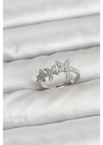 Pirinç Yıldız Model Gümüş Renk Kadın Yüzük