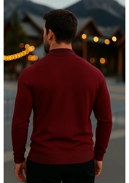 Erkek Basic Kışlık Yarım Boğazlı Uzun Bordo Kazak indirimleri