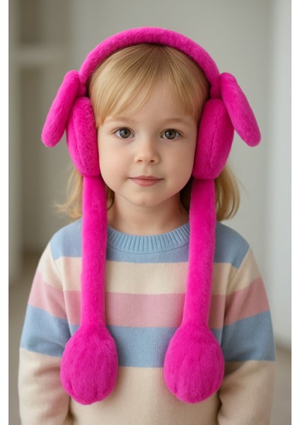 5–12 Yaş Çocuk Peluş Tavşan Kulaklık – Hareket Eden Sesli Tavşan Kulakları | Kışlık Sıcak Tutucu Oyuncaklı Kulaklık