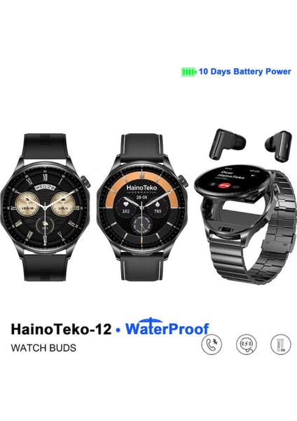 Haino Teko Watch Ultra 12 Amoled Ekran Waterproof Akıllı Saat 3 Kordonlu Siyah