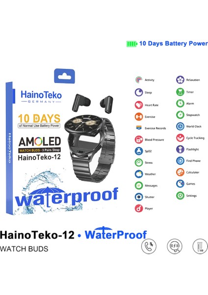 Haino Teko Watch Ultra 12 Amoled Ekran Waterproof Akıllı Saat 3 Kordonlu Siyah indirimleri