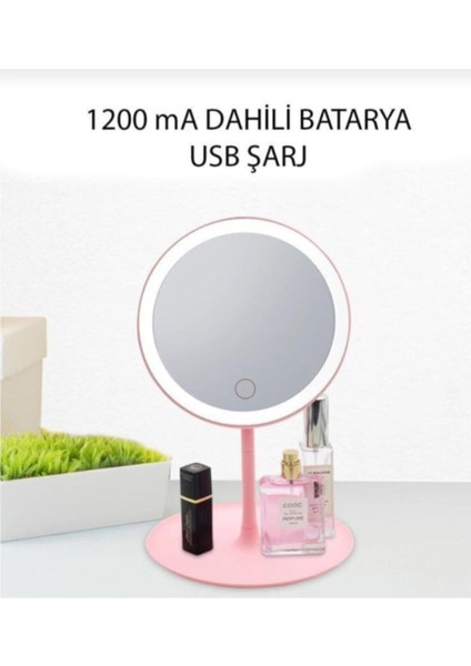 Dokunmatik LED Işıklı USB Li Yuvarlak Masa Üstü Makyaj Aynası Makyaj Aynası Ledli modelleri