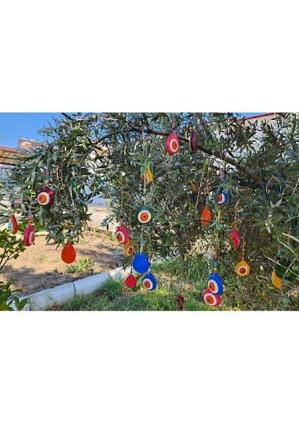 10 Adet El Yapımı Asmalı Nazar Boncuğu, Duvar Dekorasyon Ürünleri, Balkon Bahçe Ağaç Süsü.