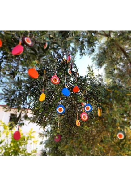 10 Adet El Yapımı Asmalı Nazar Boncuğu, Duvar Dekorasyon Ürünleri, Balkon Bahçe Ağaç Süsü.