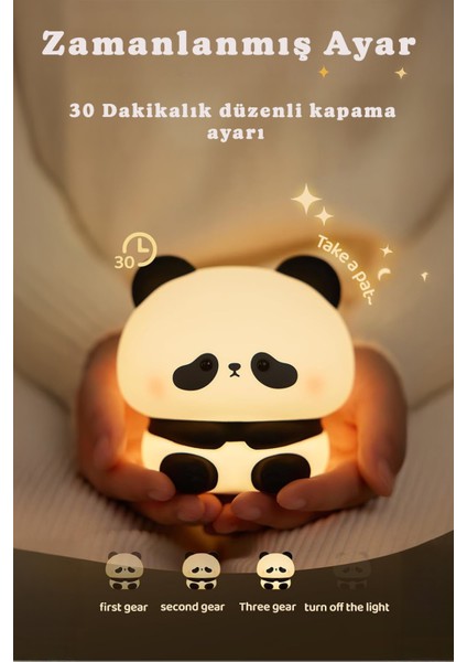 Rgb Işıklı Dokunmatik Panda Gece Lambası Silikon Yumuşak Malzeme, Renk Değiştiren Çocuk Gece Lambası fiyatları