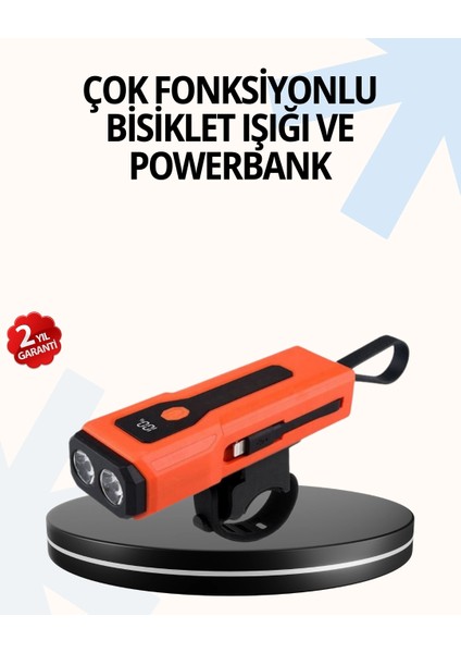 Powerbank Özellikli Bisiklet Işığı Dijital Göstergeli LED