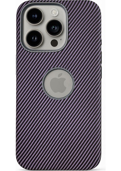 Apple iPhone 15 Pro Kılıf Magsafe Wireless Şarj Özellikli Karbonfiber Desenli Kapak