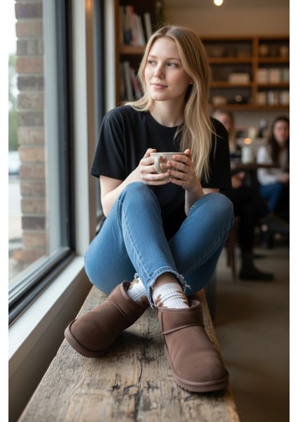 Ultra Mini Classic Süet İçi Kürklü Kadın Bot - Kahve fırsatları