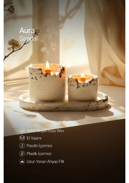 Lumi Aura – %100 Soya Wax Vegan Beton Mum (Florit)